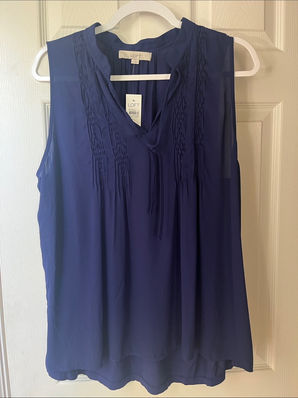 LOFT Deep Navy Sleeveless Pintuck V-Neck Camisole